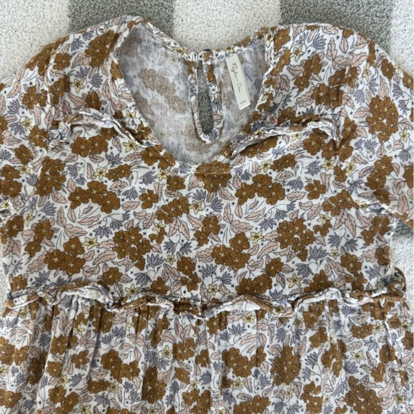 Brown and Cream Floral Long Sleeve Dress - Picture 2 of 3